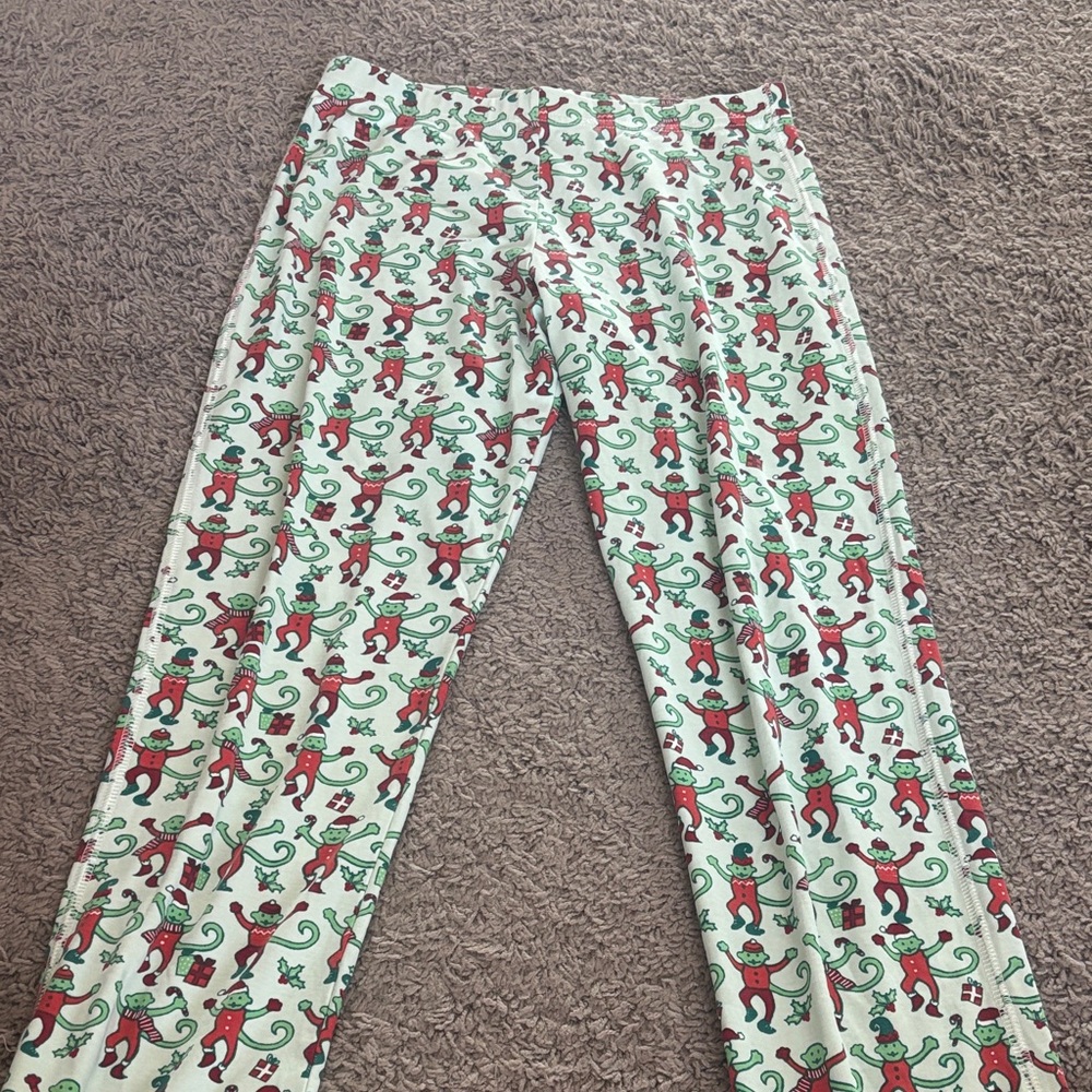 Roller Rabbit Mint Green Holiday Monkey Print Pajama Nightgown - Picture 5 of 6
